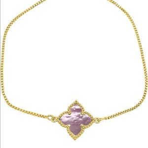 NWT Adornia 4 point mother of pearl flower Bolo Bracelet